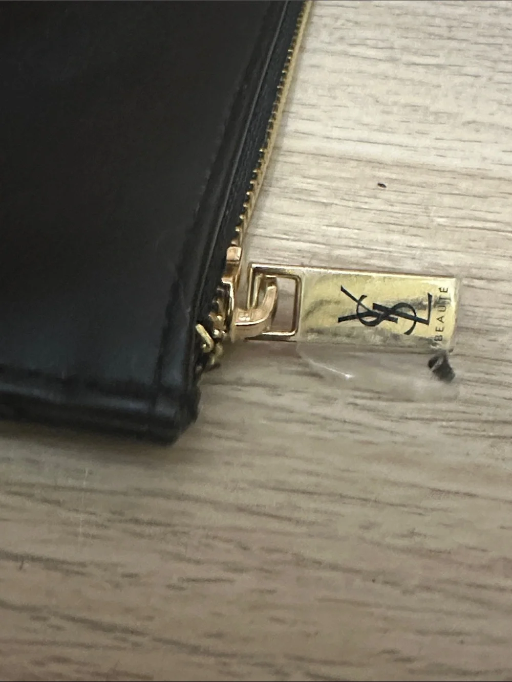 YSL Beaute Expandable Zipper Pouch Faux Leather Bag Yves St Laurent